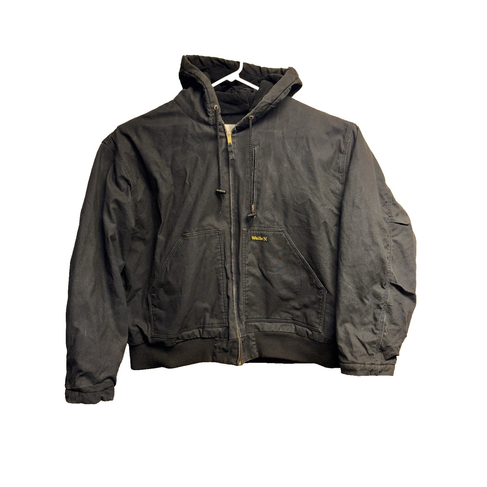 Walls Hooded Jacket Mens 3XL Black Canvas Duck Insulated Coat 66" Chest